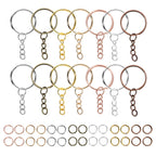 100Pcs 25mm Key Rings with 100pcs 8mm Jump Rings Connectors for DIY Keychain Lanyard Jewelry Making Supplies