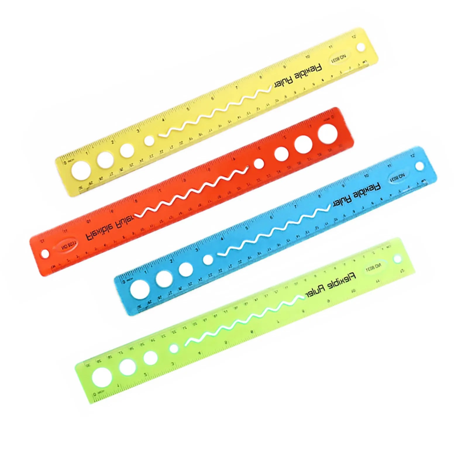 4Pcs Flexible Ruler Set High-Density Clear Plastic Bendable Measuring Tool for Drawing Straight Wavy Circular Lines Students