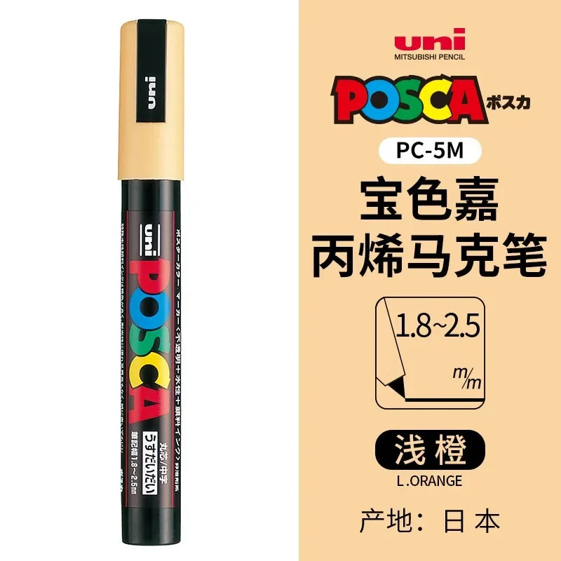 uni POSCA POP Water-Based Marker,Assorted Colors PC-1M/3M/5M 0.7~2.5mm Tips Professional Acrylic Paint Pen for Artists&Designers