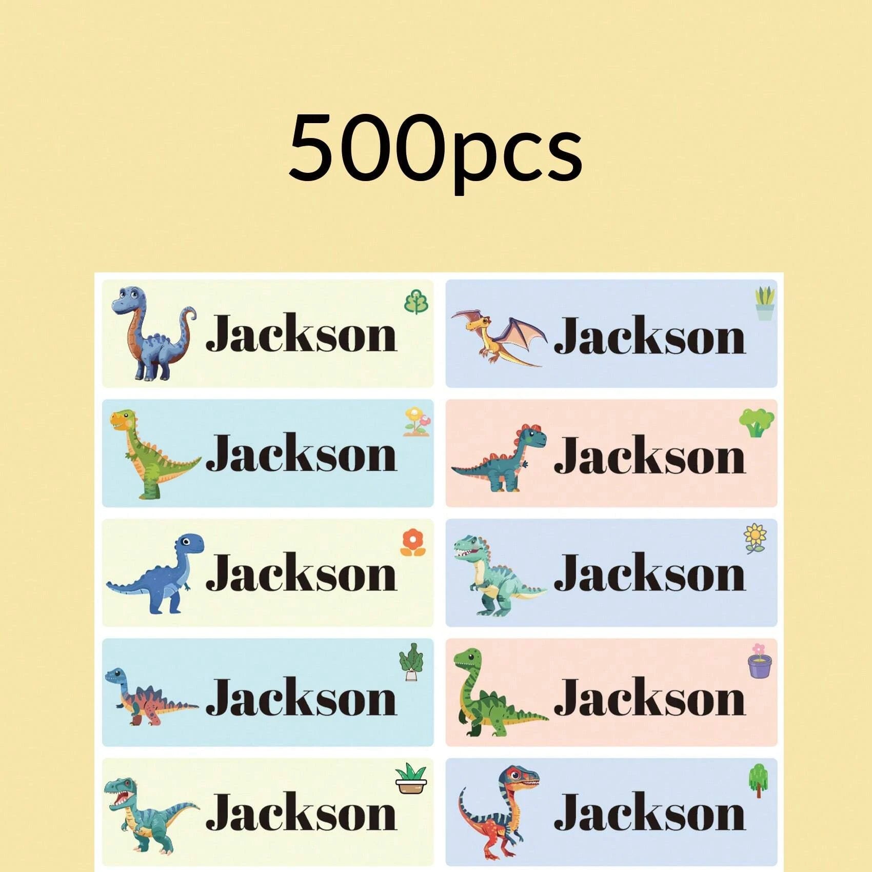 100-500Pcs Custom Animal Name Stickers, Waterproof Labels for Kids, Clothing, Gifts, School, Home, Office, Birthday, Family Use