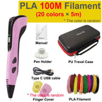 New 3D Pen 3D Printing Pen for Children 1.75mm PLA Filament DIY Drawing Birthday Christmas Gifts for Kids with Travel Case