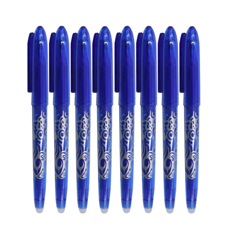 8pcs Multi-Color Erasable Gel Pen 0.5mm Tip Painting Writing Drawing School Black Blue Red Pink Orange Green Purple Light Blue
