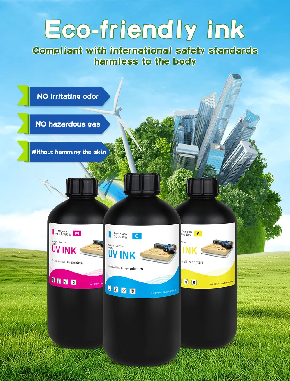 LED UV Ink 1000ml UV Ink For Epson 1390 R1800 R1900 TX800 4800 7880 9880 DX5 DX7 UV Flatbed Printer Universal UV Curing Ink