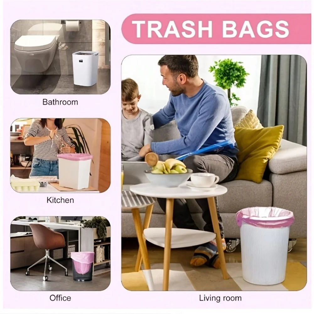 1Rolls/50pcs Extra Thick & Durable Drawstring Trash Bags Large, Portable Kitchen Waste Bags for Home Use