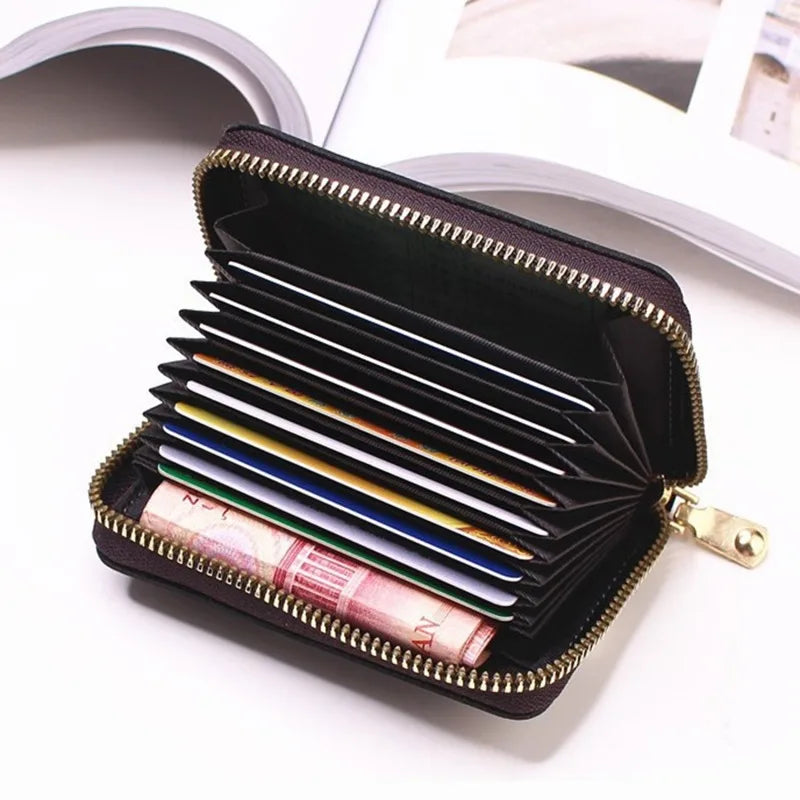 Compact Coin Purse Leather Business Credit Card Case Holder Travel Wallet for Women 20 Card Slots Small Card Pouch with