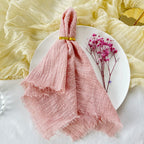 10pcs 32x32cm Gauze Cotton Wedding Napkins Reusable Green Trim Tea Towel Rustic Retro Burrs Napkins for Party Table Decoration