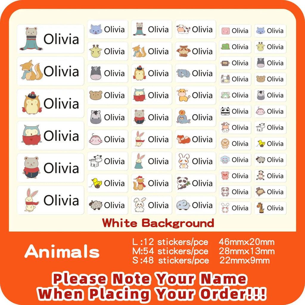 Custom Transparent Self-adhesive Baby Name Sticker Customised Kindergarten Tag in Hebrew Personalized Waterproof Stickers Label