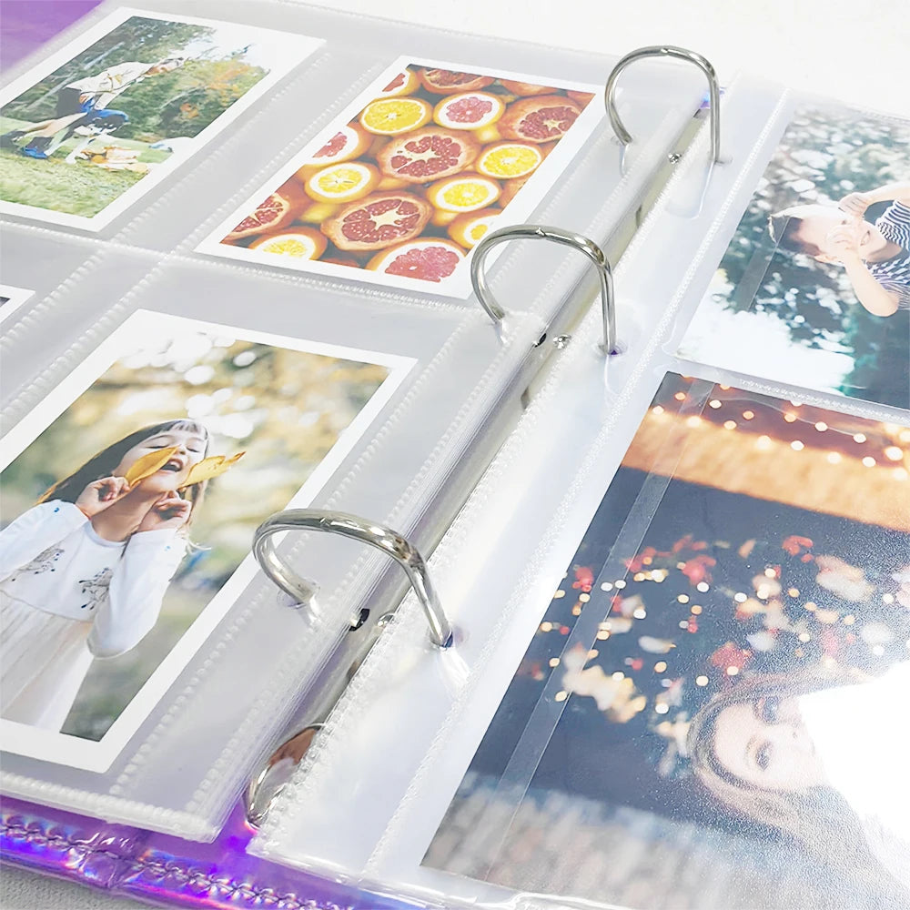 3-Ring A5 Binder Photo Album Photocard Holder Scrapbook with Cotton Padding, High-Gloss Surface for Pokemon Yu-Gi-Oh Card Album