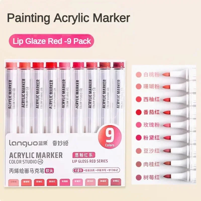 Languo 9/144 Colors Acrylic Paint Art Marker Pen DIY Painting Drawing Card Ceramic Stone Mug Glass Fabric Clothes Art Supplies