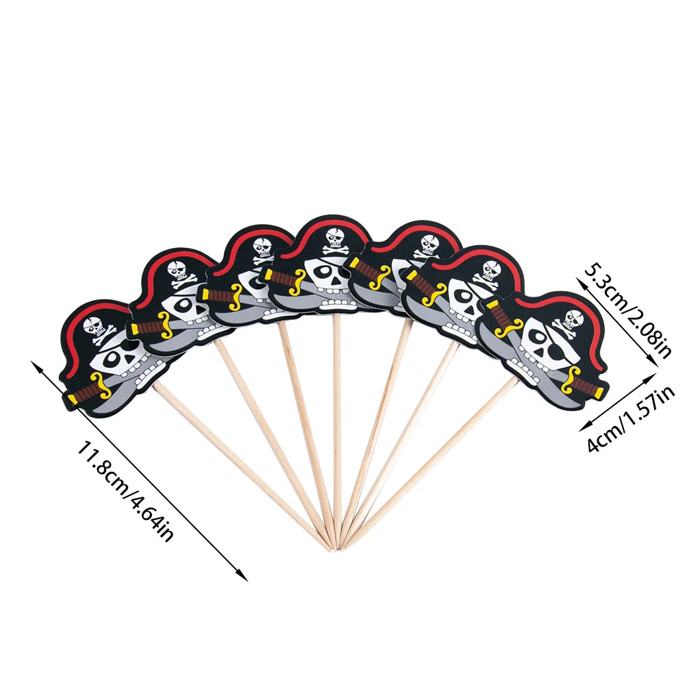 Pirate Theme Disposable Tableware Treasure Map Ship Paper Plate Cup Tablecloth Kids Pirate Birthday Party Decoration Supplies