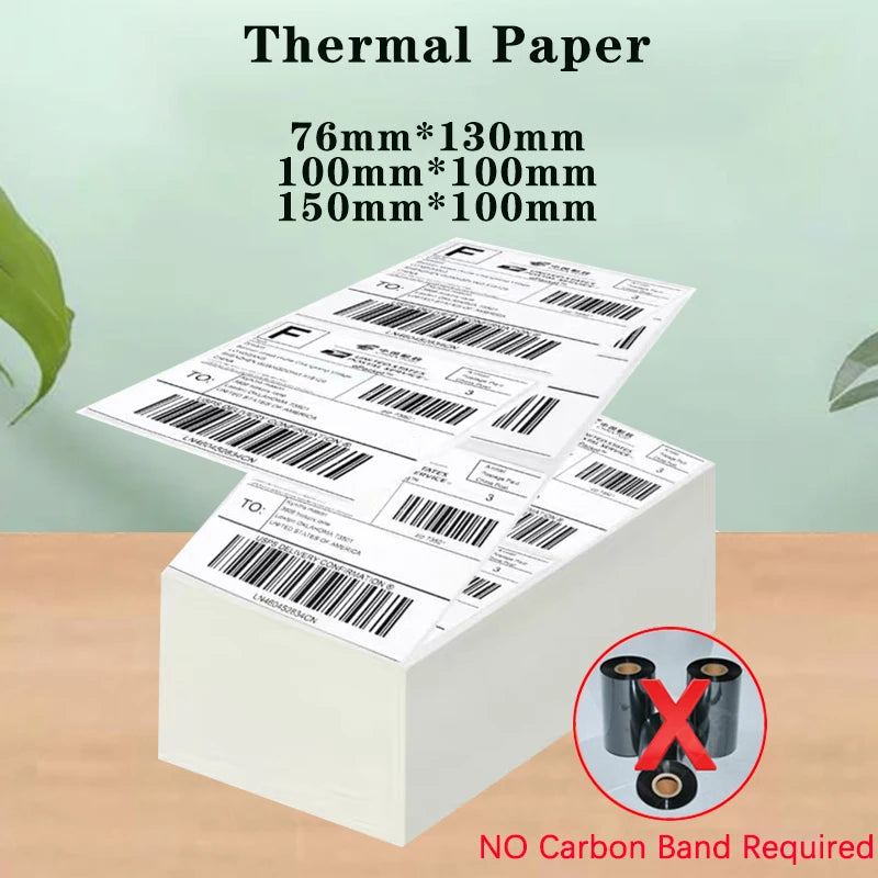Thermal Paper for Printer Folded Thermal Shipping Label Shipping Barcode Sticker 100x100mm 4x4Inch/100x150mm 4X6Inch/76x130mm