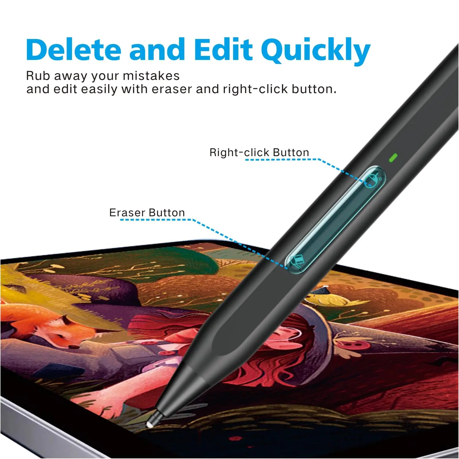 Stylus Pen for Microsoft Surface 4096 Pressure Sensitivity Eraser Side Button Compatible with Surface Pro 11/10/9/8/7/7+/6/5
