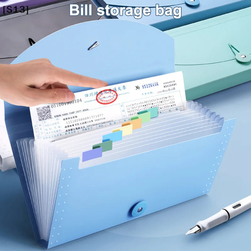 13 Pockets Expanding Folder Accordion Document Organizer Check Receipts Bill Card Ticket Holder Expandable PP Wallet Case[S13]