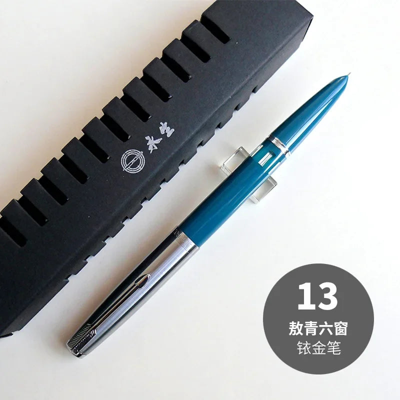 NEW Wingsung 601 Press Piston Fountain Pen Iridium EF/F Nib Steel Cap Vacumatic Resin Ink Pen School Stationery Office Supplies