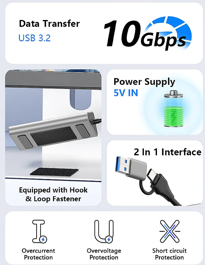 Blueendless Aluminium 10Gbps USB3.2 Gen2 4/10port HUB Docking Station USB-C USB-A Type C Splitter Adapter for PC Laptop macbook