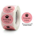 100-500Pcs Round Dog Paw Print Thank You Label Stickers Used for Shipping and Mailing Box Seal Labels Decorative Gifts Stickers