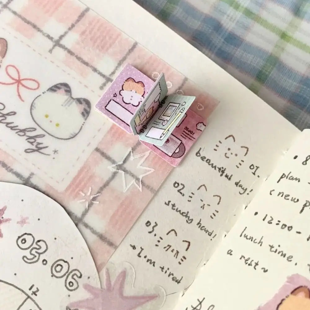 200Pcs/Roll New Kitten Label Sticker Removable DIY Scrapbooks Index Tabs Cartoon Gift Classification Tags Student Supplies