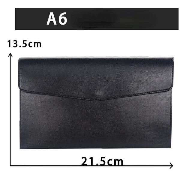 A6 A5 A4 Leather File Folder Data Package Document Bag Fashion Briefcase Data Contract Bill File Bag School Office Supplies
