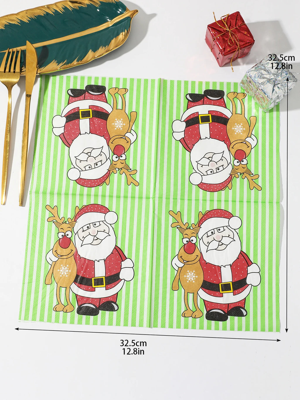 Christmas Party Napkins Disposable Dinner Serviettes Santa Claus Christmas Tree Gifts Flower Element Style Art Decoupage Napkins