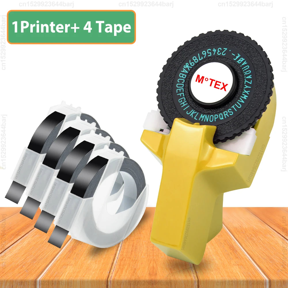 Motex E101 Portable 3D Embossing Label Printer Similar as B90 Dymo 12965 1610 Manual Label Maker DIY Adhesive Dymo 3D Label Tape