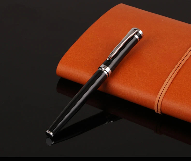 Luxury Metal Silver Black Signature Ballpoint Pens for Business Writing Office Supplies Stationery Customized Logo Name Gift