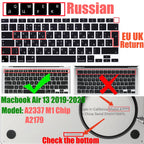 Russian Layout MacBook Pro Keyboard Cover 14" 16" M4 M3 M2 M1 Pro, MacBook Air 15" 13.6" M3 M2 Silicone Skin, US/EU Version