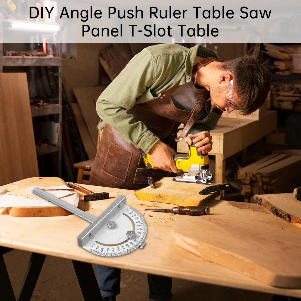Table Saw Angle Ruler Meter Measure Protractor Ruler 180 Degree Guage Goniometer Stainless Steel Woodworking Measurement Tool