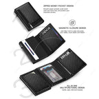 Rfid Credit Card Holder Money Bag Luxury Carbon Fiber Id Bank Cardholder Coin Purse Minimalist Wallet for Men Carteira Masculina