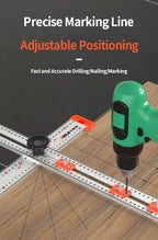 Woodworking T-Square Ruler 2 in 1 Drill Guide Hole Positioning Measuring Tool