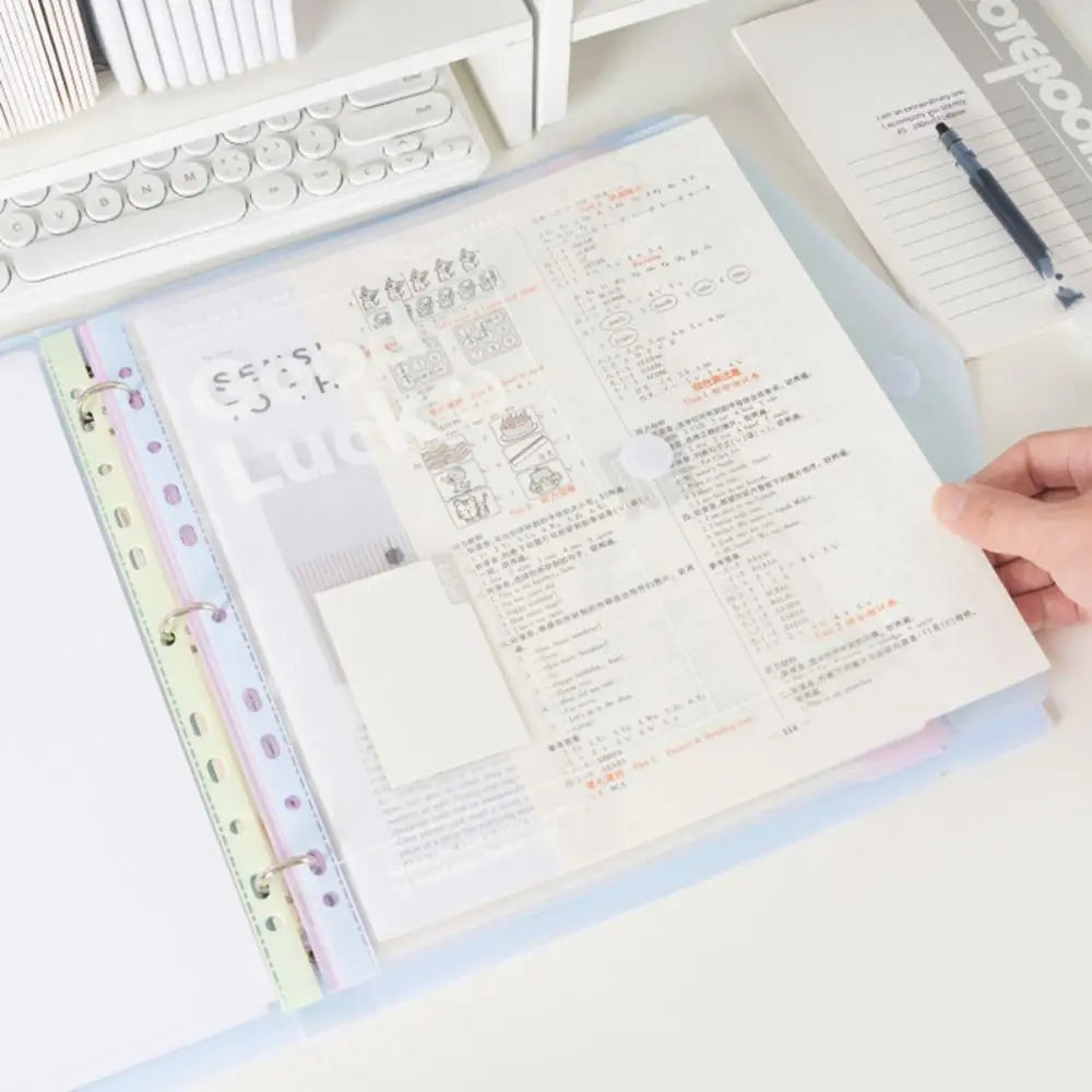 INS Style Loose Leaf A4 File Folder Transparent Detachable Data Book Students Stationery Office Storage Booklet School Office