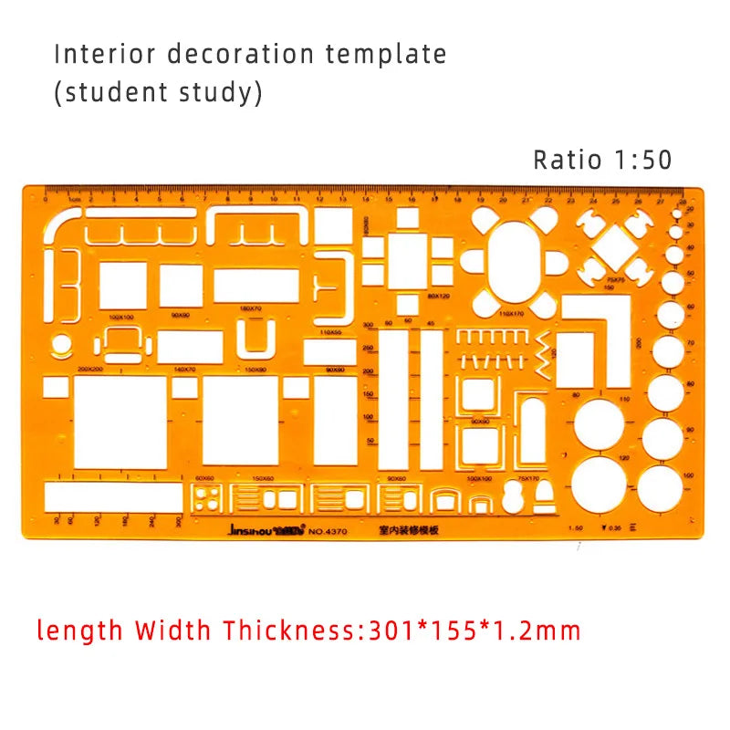 Template Measuring Ruler Circular Oval Ruler Durable K Resin Drawing Design Furniture Architect Template Drafting Ruler