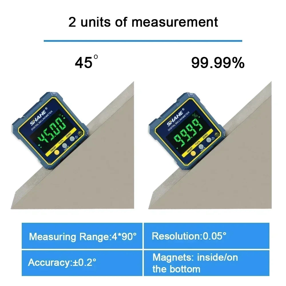 SHAHE Mini Digital Level Angle Gauge Angle Finder Protractor Inclinometer With Backlight And Magnetic Base For Home, Woodworking