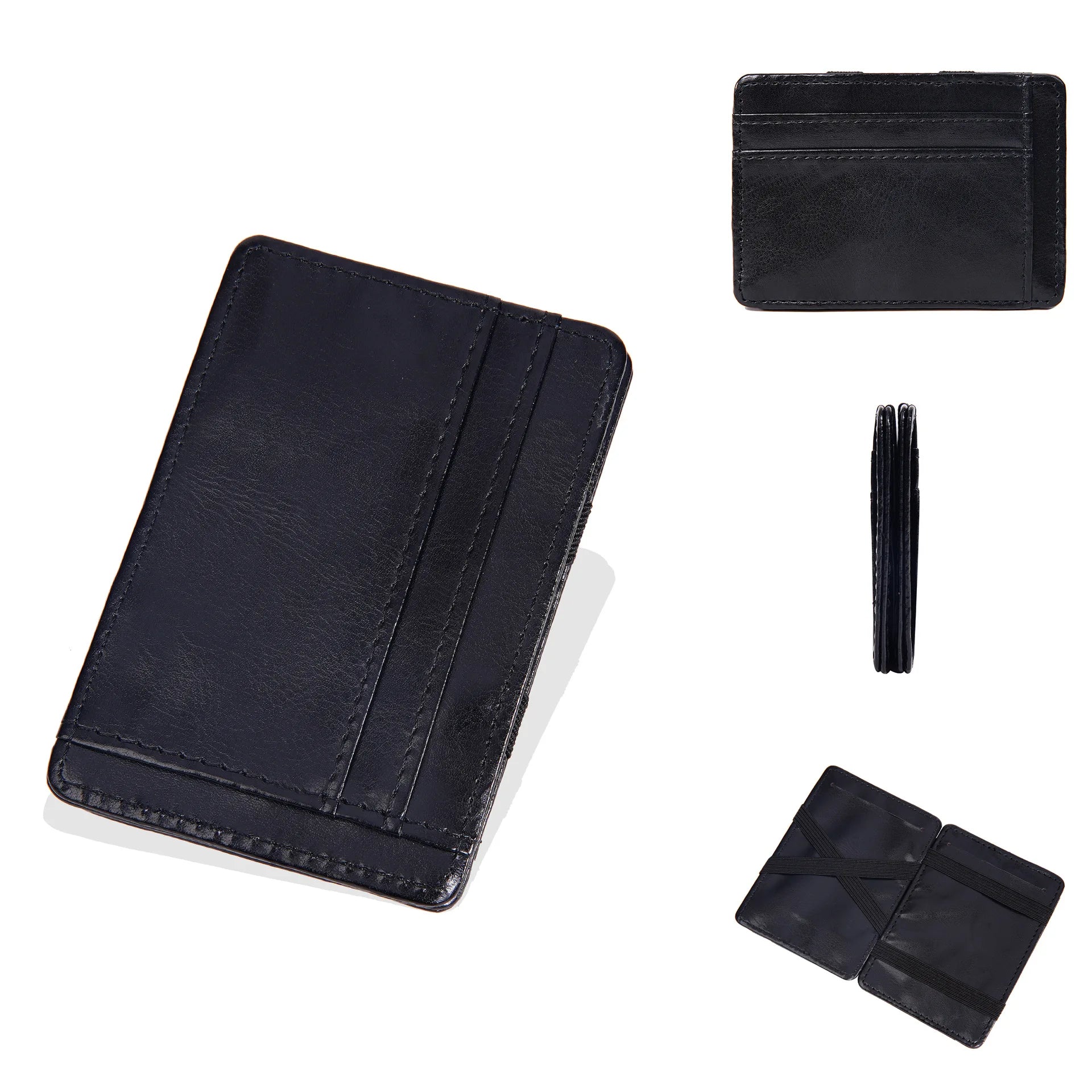 Business Thin Multi-Functional Short Bifold Card Holder Simple Elastic Nylon Belt Multi-Slot Wallet