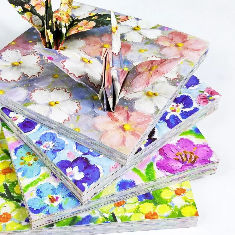 Oil Painting Series Origami Paper Double-Sided Printed Colorful Folding Paper Decorative Paper Star Strips Handmade Projects