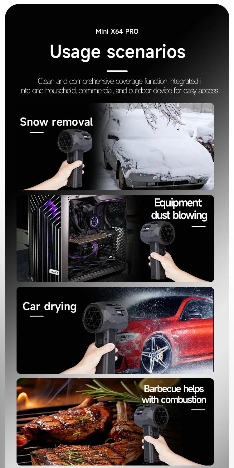 X64 Pro Car Violent Blower Powerful Electric Air Blower Brushless Motor Thrust Electric Air Duster for Car Dry 1.5kg/s 350km/h