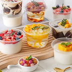 50PCS Disposable Clear Plastic Pudding Cups with Lids Tiramisu Dessert Cupsfor Baking Party Supplies Jelly Yogurt Container