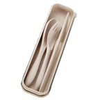 Straw Cutlery Set Modern Portable Fork, Spoon, and Knife Set with Storage Case Ideal for Office, School, and Picnics
