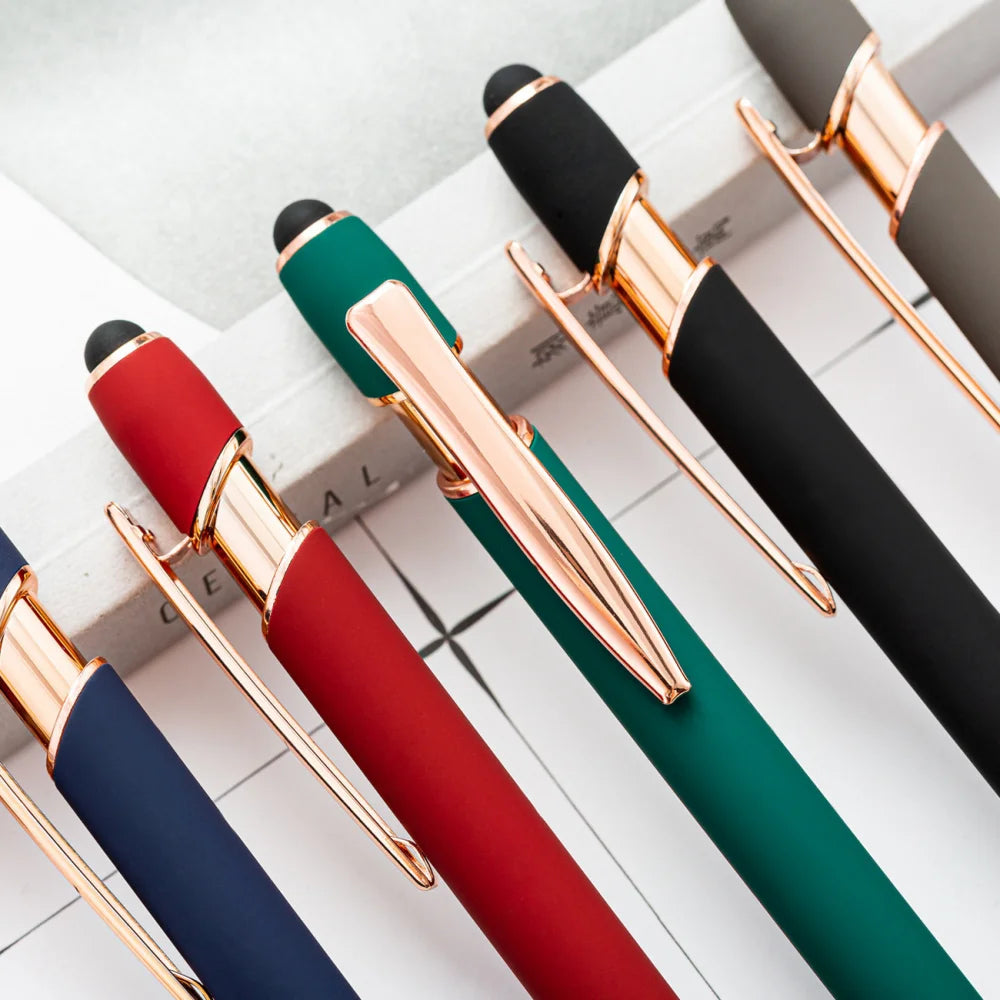 5-10Pieces Ballpoint Pen with Stylus Tip, Metal, 2 in 1 Stylus Ballpoint Pen 1.0 mm Black Ink  for Smartphone, Tablet