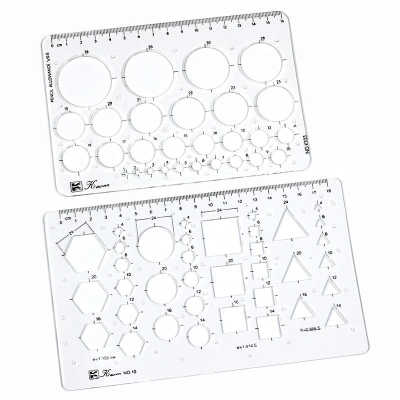 Transparent drawing size square square ruler hexagonal triangle ruler drawing design ruler scale line