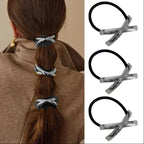 3PCS Hair Ties Irregular Geometric Charms Elastic Rubber Band Gold Silver Metal Hair Cuff Rope for Women Girls Hair Accessories