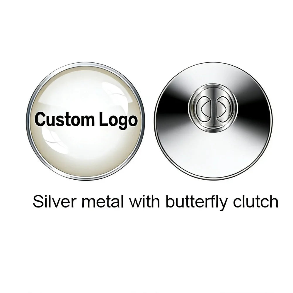 Shirley custom 100pcs  Metal Badges Lapel Pins Epoxy resin domed Printed label pins name alfileres personalizados para cuello