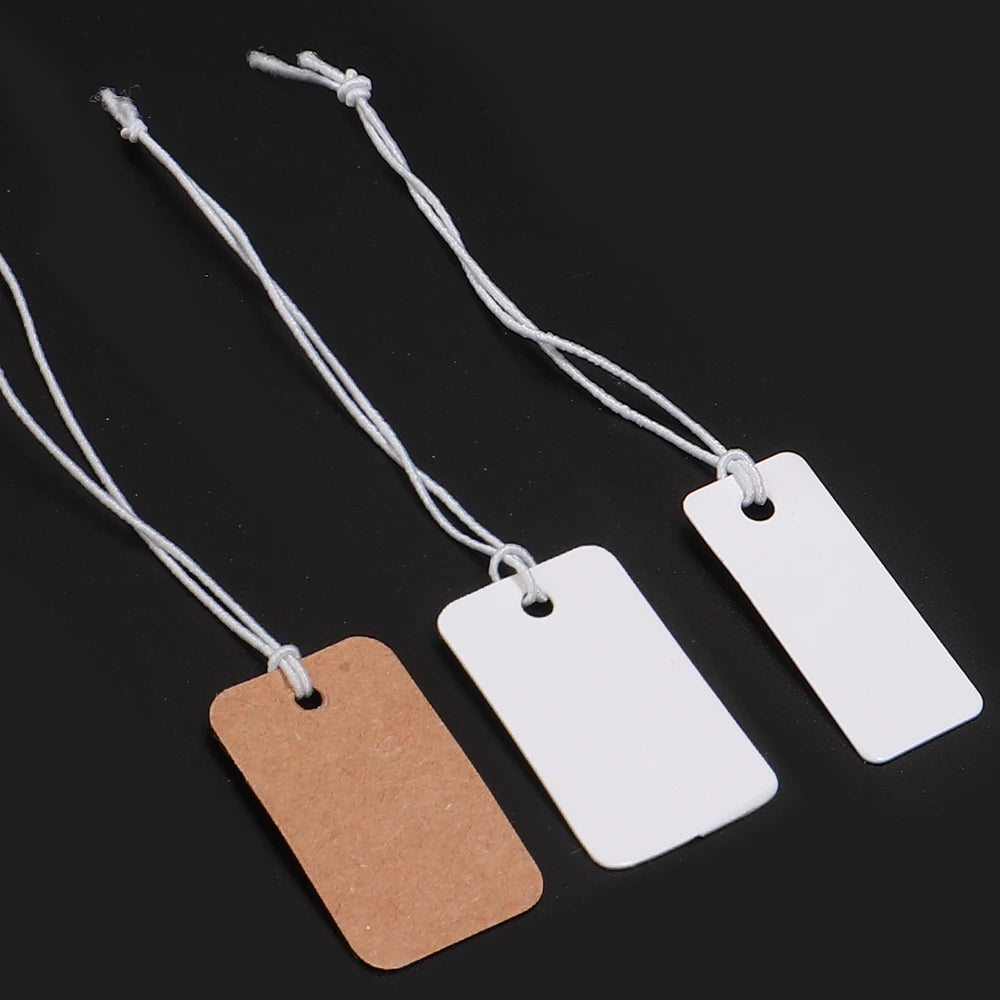 100pcs/lot Elastic Rope Price Hang Tags Kraft Paper Blank Price Labels For Jewelry Bag Ornaments Price Display Cardboard