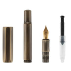 1Pc Brass Fountain Pen, 0.5mm Nib, Heavy Metal Feel, for Business and Office Use, Rotating Cap, Mini Short Style, Includes Ink Absorber, 2.6mm Caliber, for Students/Office, Holiday Gifts, Valentine's Day, Back-To-School Seaso