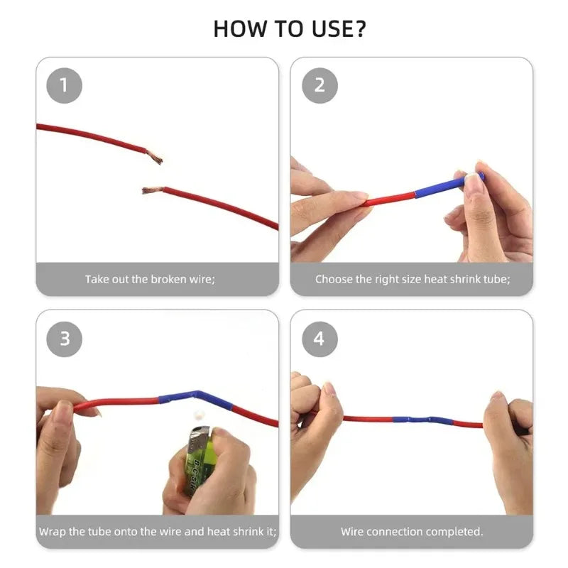 Heat Shrink Tubes Set Retractable for Cables Retractable Heat Pipe Wire Heat-shrinkable Sheath Case Tube Heat Shrink Tubing Set