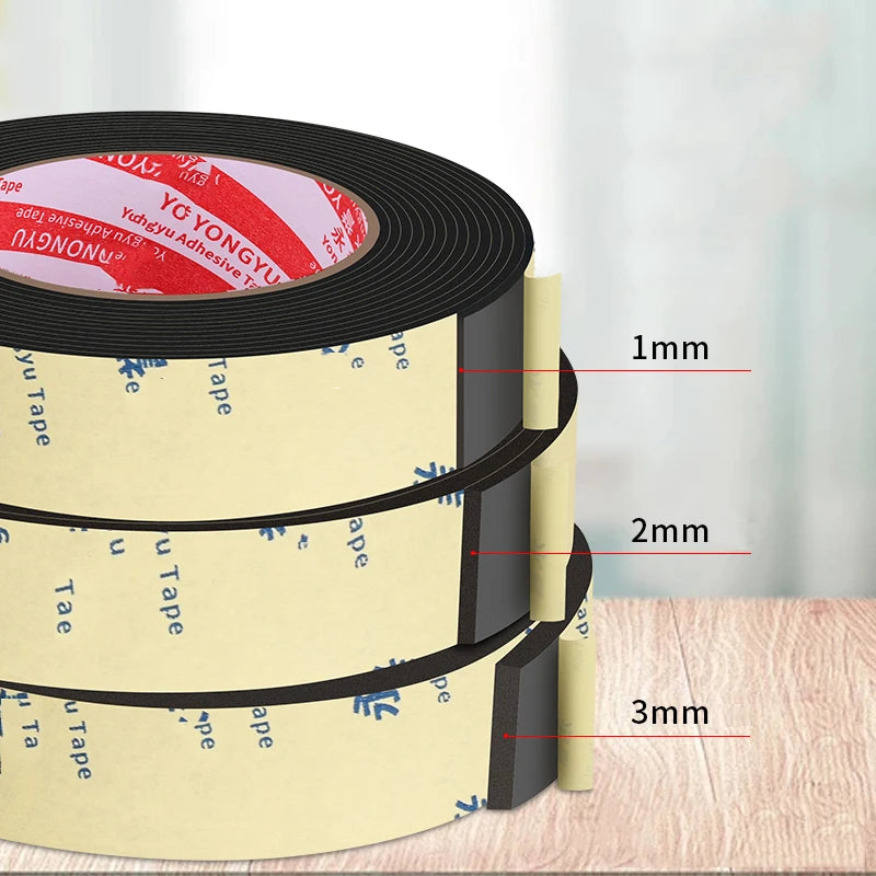Rubber Self Adhesive Sponge Seal Strip Single Sided Adhesive EVA Black Foam Anti-collision Seal Gasket Width10-50mm Thick 1-5mm