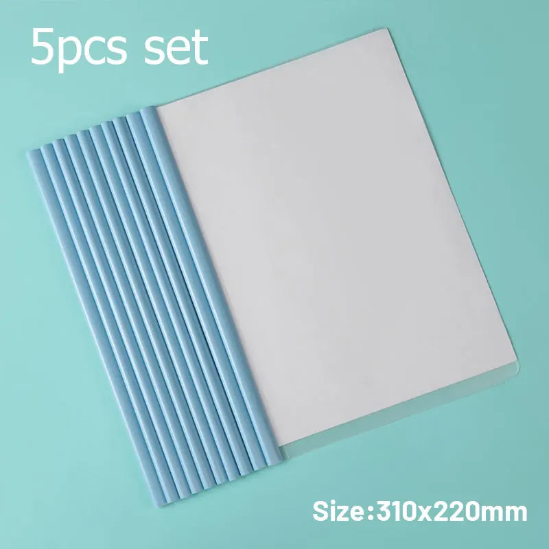 5pc/set A4 Transparent Folder Thickened Plastic Folder File Waterproof Test Paper Storage Bag Office Document Classification Bag
