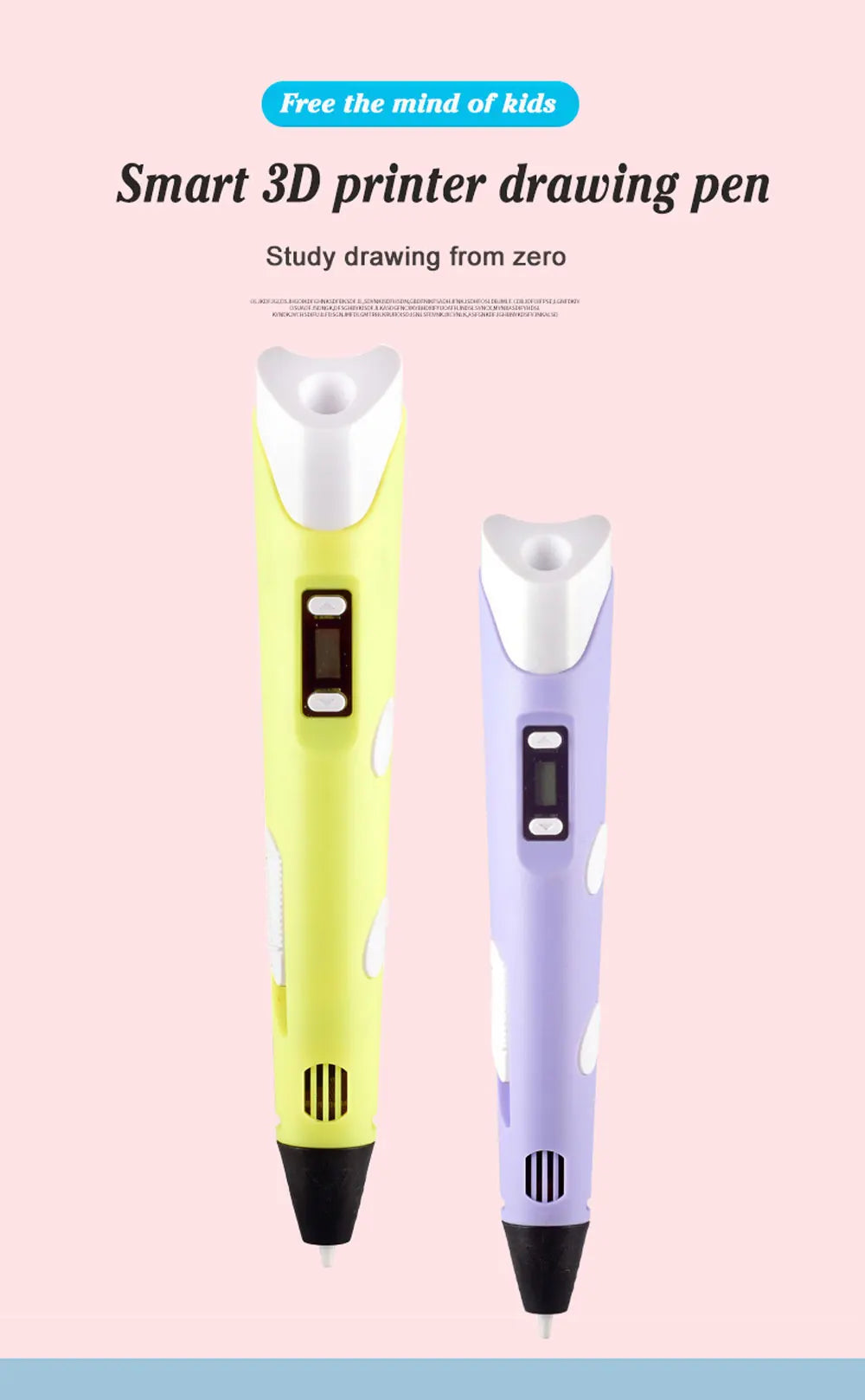 3D Printing Pen With LCD Screen Compatible PLA Filament Drawing Pen Safe Paiting for Children DIY Boys Girls Birthday Gifts