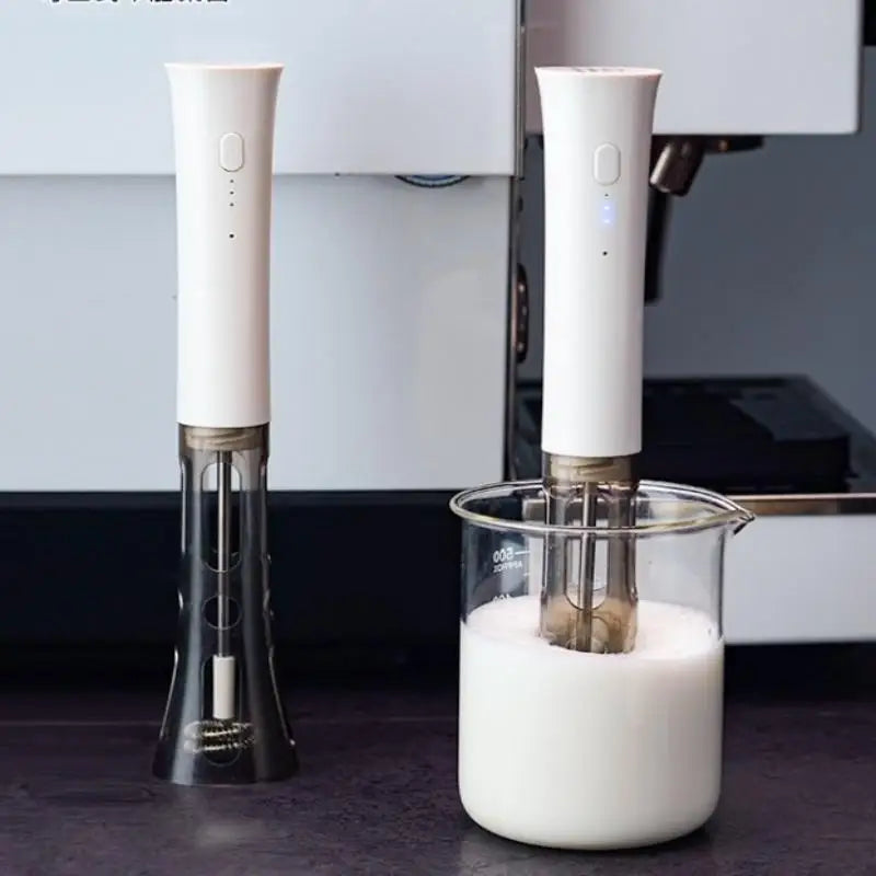 Milk Frother Machine Wireless Electric Mixer, Hands - Free 2 In1 Whisk, 3 - Speed Rechargeable For Baking/Coffee Frothing