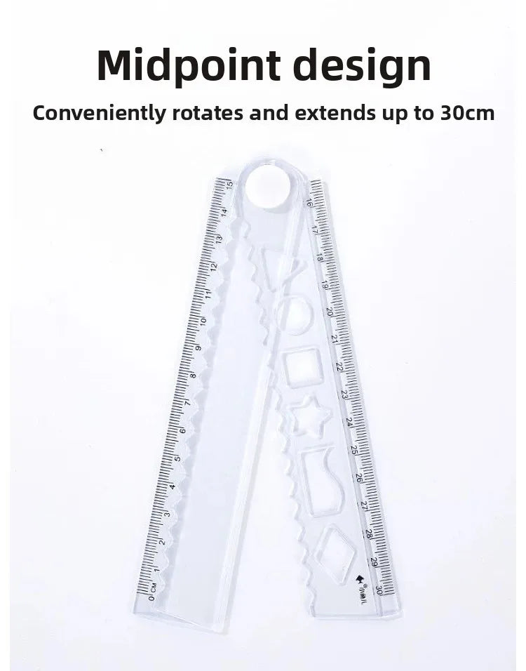 1PC 30cm Folding Flexible Ruler Transparent PVC Creative Drawing Tool Student Stationery Supplies