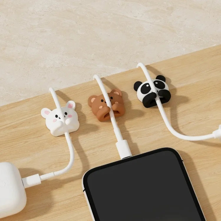 Cute Cartoon Desktop Cable Organizer Managers Self-Adhesive Winder Wire Cord Management Earphone Data Cable Clips Holder